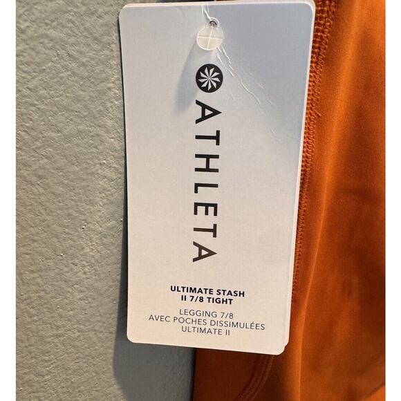 NWT Athleta Ultimate Stash II 7/8 Legging Orange Size M - Picture 3 of 5